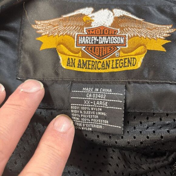 Harley-Davidson Jacket 2XL Black Orange Bar Shield Racing Bomber 97068-00V VTG - Picture 6 of 9